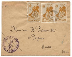 Sénégal Lettre FM Dakar Avion 27/8/1945 Airmail Cover Vaguemestre Dépôt Des Isolés - Covers & Documents