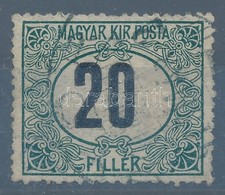 O 1914 Zöldportó 20f álló Vízjellel, Rendkívül  Ritka Bélyeg RRR! (150.000) Certificate: BÉVI - Other & Unclassified