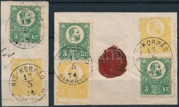 1871 Réznyomat 3 X 2kr + 3 X 3kr Látványos Bérmentesítés 2 Db Kivágáson 'KIS-KORPÁD SOMOGY M.' (~80.000) - Other & Unclassified