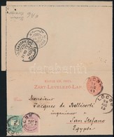 1893 5kr Díjjegyegyes Zárt Levelezőlap 2 Színű, Színesszámú  2kr + 3kr Díjkiegészítéssel Az Egyiptomi San Stefanoba, Ale - Autres & Non Classés