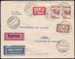 1932 Expressz Légi Levél Genfbe 1927 évi Repülő Bélyeges Bérmentesítéssel - Autres & Non Classés