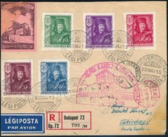 1935 Budapest - Isztambul - Rodostó / Tekirdag Ajánlott Légi Levél Rákóczi Teljes Sorral, Alkalmi és érkezési Bélyegzése - Other & Unclassified