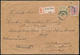 1900 Vegyes Bérmentesítésű Ajánlott Levél Ausztriába Fekete Számú 15kr és Turul 5f Bélyeggel 'SOMOS-ÚJFALU NÓGRÁD M.' - Other & Unclassified