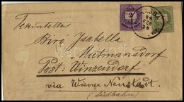 1888 3kr Díjjegyes Boríték (1874-es Kiadás I. Vízjel) Színesszámú 2kr Kiegészítéssel 'KASSA' - Sonstige & Ohne Zuordnung