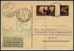 1933 Gerle Földközi Tengeri Körrepülés Légi Levelezőlap Rómából Budapestre - Other & Unclassified