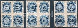 (*) 1874 Távírda 25kr, 40kr, 50kr, Az Eredeti Nyomólemezzel Készült Négyes Tömbök Karton Papíron - Sonstige & Ohne Zuordnung