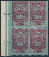 ** 1914 Hadisegély I. 50f Négyestömb, 2 Oldalon Elfogazva, Közte 1 Db II. Típusú Bélyeg - Other & Unclassified