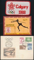 Olimpia Motívum 1948-1972 19 Db Küldemény, Közte CM + Eredeti Felvarró Az 1988-as Calgary Olimpiáról - Other & Unclassified