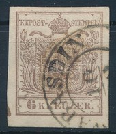 O 1850 6kr MP III. Barna Színű Bélyeg Jobb Oldalon Andráskereszt Végződéssel  'WARASDIN'  Certificate: Steiner - Other & Unclassified