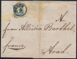 1859 15kr II. Tipus Alul Andráskereszt Végződéssel Levélen 'PESTH' - Arad - Autres & Non Classés