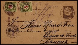 1896 Díjjegyes Levelezőlap Svájcba, Portózva - Autres & Non Classés