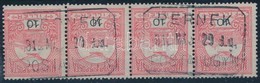 O 1909 Turul 10f Négyescsík, 3-as Vízjelállás  'PERNEK' Postaügynökségi Bélyegzővel - Sonstige & Ohne Zuordnung
