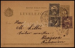1901 2 X 1f + 4f Turul Bélyegekkel Kiegészített 5f Díjjegyes Levelezőlap 'RÁCZ-MILITICS' - Krajova / Románia - Sonstige & Ohne Zuordnung
