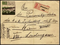 1917 Turul 1K Expressz Ajánlott Levélen 'PÖSTYÉN' - Wien - Andere & Zonder Classificatie