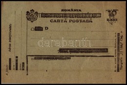 1919 Tábori Posta Levelezőlap Román Felülnyomással, Használatlan - Otros & Sin Clasificación