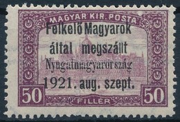 ** Nyugat-Magyarország I. 1921 Parlament 50f Próbanyomat, Bodor Vizsgálójellel - Andere & Zonder Classificatie
