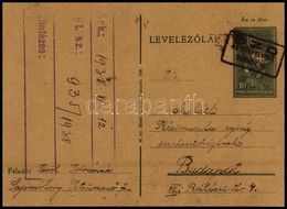 1938 10f Díjjegyes Levelezőlap 'ÓZD' Pályaudvari Szekrényből - Other & Unclassified