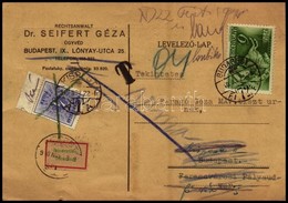 1940 Levelezőlap 6f Bérmentesítéssel, 4f Portóval, 'Ismeretlen' Postai Jelzéssel - Sonstige & Ohne Zuordnung