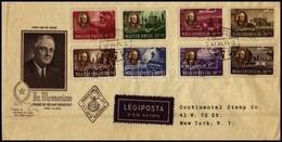 1947 Roosevelt Sor Légi FDC-n Az USA-ba (10.000) - Other & Unclassified