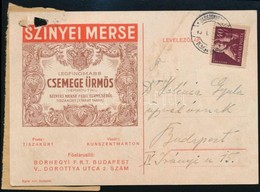 1948 Reklám Képeslap 40f Bérmentesítéssel, Feladóvevénnyel 'KISASSZONYSZŐLŐ' - Other & Unclassified