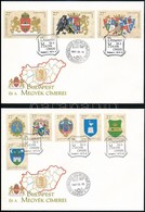 1997 Budapest és A Megyék Címerei (I.) + (II.) Sorok (21 Bélyeg) 4 Db FDC-n, Benne A Ritka, Középen Is Fogazott 4380a - Autres & Non Classés