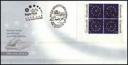 2003 Úton Az Európai Unióba (II.) ívsarki Négyestömb FDC-n - Other & Unclassified