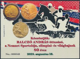 ** 2018 80 éves Balczó András öttusázó, A Nemzet Sportolója Emlékív, Fekete 000048 Sorszámmal - Andere & Zonder Classificatie