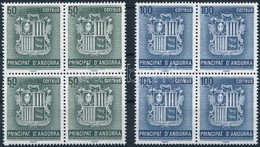 ** 1982 Andorra Címere Sor Négyestömbökben,
Coat Of Arms Of Andorra Set In Blocks Of 4
Mi 157-158 - Otros & Sin Clasificación