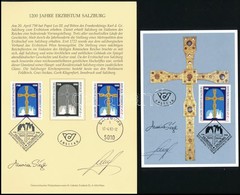 1998 1200 éves A Salzburgi érsekség Mi 2252 Vágott Feketenyomat Emléklapon + A Tervezők Aláírása 4 X - Autres & Non Classés