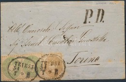 ~1865 3kr Pár + 15kr Levélen 'TRIEST' - Torino - Sonstige & Ohne Zuordnung