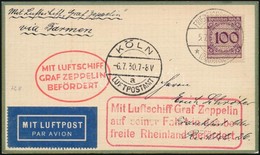 1930 Zeppelin Kölni útja Levelezőlap / Zeppelin Flight To Köln Postcard - Sonstige & Ohne Zuordnung