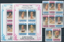 ** 1991 Karácsony, Hummel Figurák Sor + Blokksor,
Christmas, Hummel Figurines Set + Blockset
Mi 1359-1366 + Mi 208-209 - Otros & Sin Clasificación