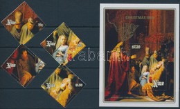** 1989 Karácsony, Rembrandt Festmények Sor + Blokk,
Christmas, Rembrandt Paintings Set + Block
Mi 748-751 + Mi 115 - Other & Unclassified