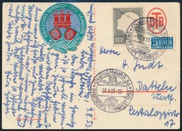 1953 Deutsches Turnfest Képeslap Alkalmi Bélyegzéssel és Levélzáróval / Postcard With Special Postmark And Label - Sonstige & Ohne Zuordnung