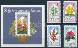 ** 1988 Karácsony, Virágok Sor + Blokk,
Christmas, Flowers Set + Block
Mi 937-940 + Mi 57 - Other & Unclassified