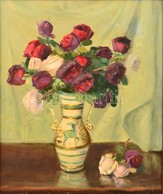 Csapó Jenő (1875-1954): Virágcsendélet. Olaj, Vászon, Jelzett, Keretben, 60×50 Cm - Sonstige & Ohne Zuordnung