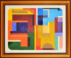 Dévényi János (1956-): Dinamikus Kompozíció. Akvarell, Papír, üvegezett Keretben, 40×50 Cm - Andere & Zonder Classificatie