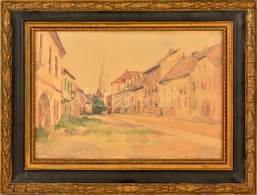 Gerittsen Jelzéssel: Tabán? 1954. Akvarell, Papír, üvegezett  Hibás Keretben, 24×33 Cm - Autres & Non Classés