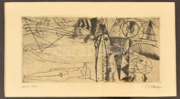Hincz Gyula (1904-1986): Fekvő Akt. Rézkarc, Papír, Jelzett, üvegezett Keretben, 9×19,5 Cm - Autres & Non Classés