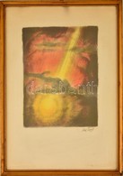 Abel Pann (1883-1963) És Isten Megteremté A Fényt. Színes Litográfia, Papír, Jelzett, üvegezett Keretben, 26×20 Cm - Sonstige & Ohne Zuordnung