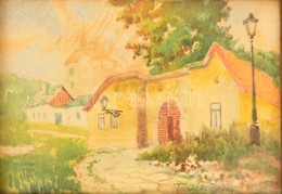 Turiák Ödön (1884-1937): Tabán 1924. Akvarell, Papír, Jelzett, 11×16 Cm - Sonstige & Ohne Zuordnung