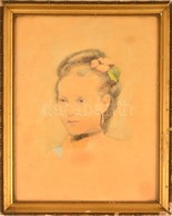 Jelzés Nélkül: Fiatal Hölgy Portréja. Akvarell-ceruza, Papír, üvegezett Keretben, 39×28 Cm - Other & Unclassified