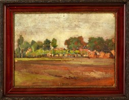 Jelzés Nélkül: Falurészlet. Olaj, Karton (hibás), Keretben, 23×32 Cm - Other & Unclassified