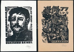 Fery Antal (1908-1994): 2 Db Ex Libris, Fametszet, Papír, Jelzett, 14,5×10 Cm - Sonstige & Ohne Zuordnung