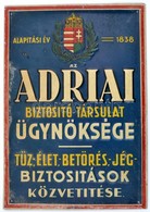 Cca 1920 Adriai Biztosító Társaság Zománcozott Fémtábla, Bruchsteiner és Fia, 26x36 Cm - Otros & Sin Clasificación