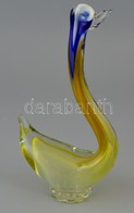 Fújt Hattyú Figura, Több Rétegű, Jelzés Nélkül, Apró Karcolásokkal, M: 27 Cm - Glass & Crystal