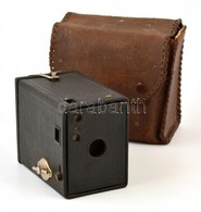 Kodak Eastman Brownie No.0 Model A Box Fényképezőgép, Jó állapotban, Bőr Tokkal / Vintage Kodak Brownie Box Camera, In G - Cámaras Fotográficas