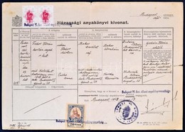 1945 2 Db Anyakönyvi Kivonat Városi és állami Illetékbélyegekkel - Non Classés
