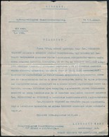 1921 Kaposvár, A Somogy Vármegyei Csendőrparancsnokság Igazolása özv. Friedrich Vilmosné és Családja Részére Szállodájuk - Non Classés