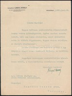 1938 Leányfalvi Lingel Károly Kormányfőtanácsos, Bútorgyáros Gépelt, Aláírt Levele Azonosítatlan Címzettnek Személyes üg - Zonder Classificatie